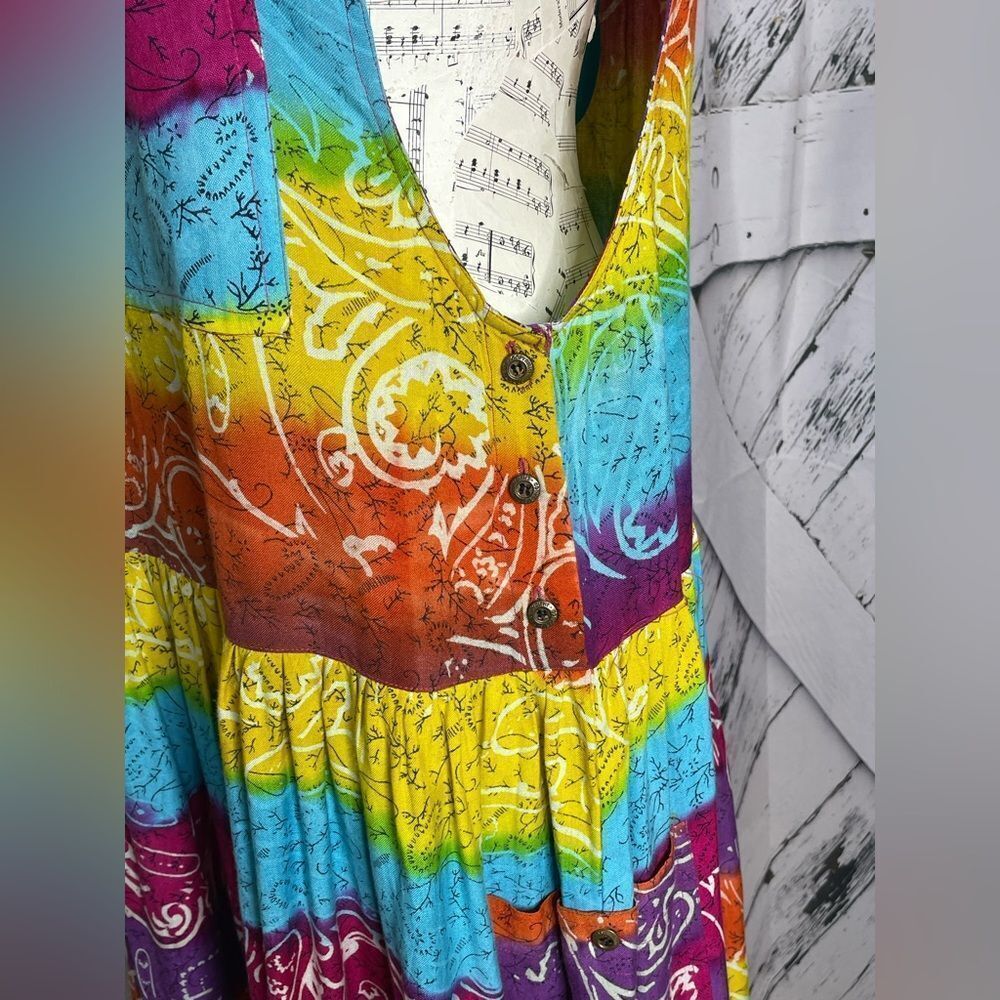 Boho Hippie Rainbow Jumper Dress M - Picture 3 of 8